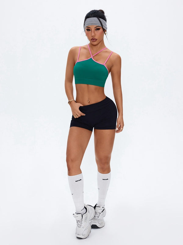 BUYCO Female Cross Back Contrast Color Sports Bras