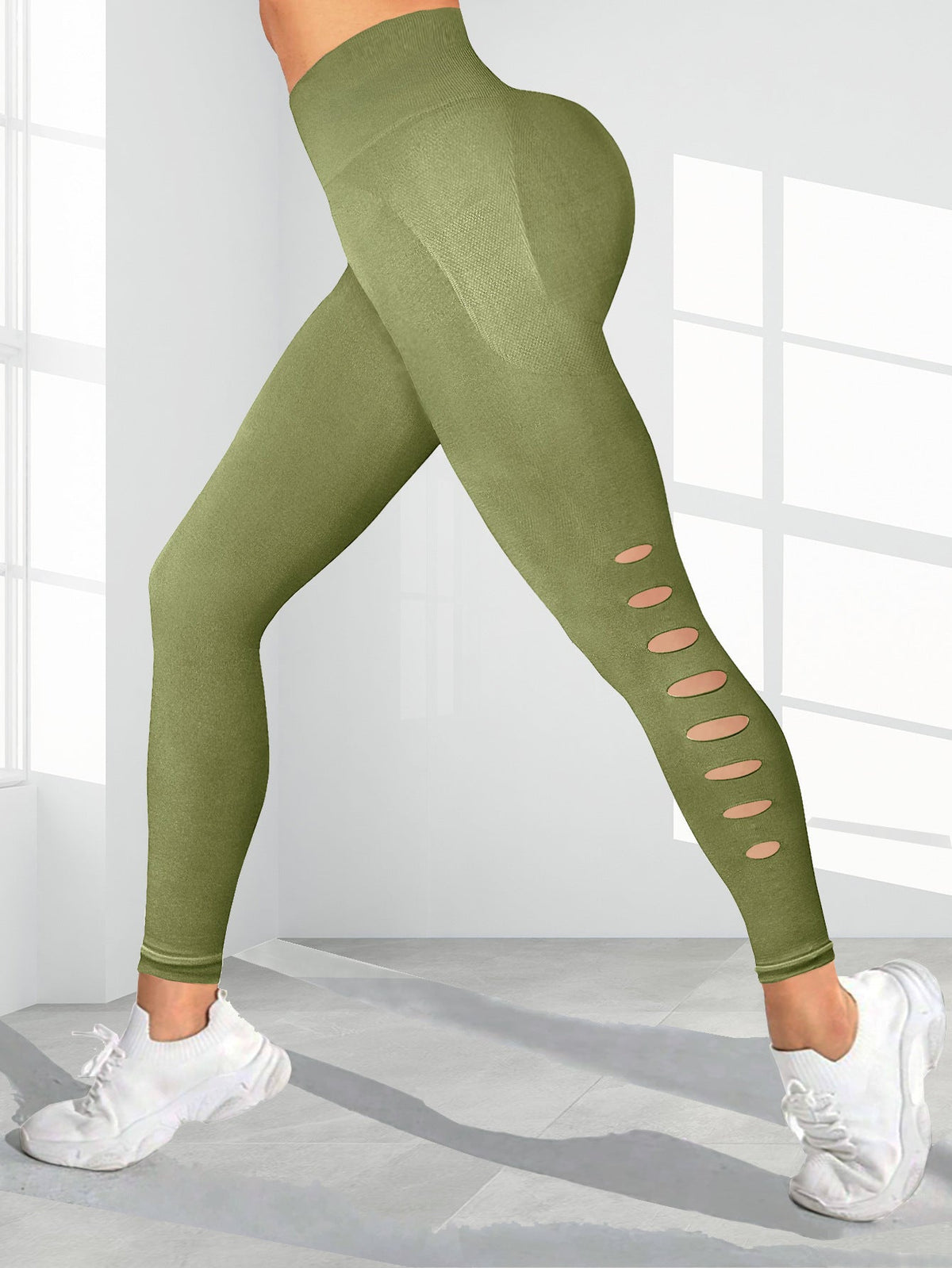 BUYCO Female Hollow Out High-waisted Seamless Leggings