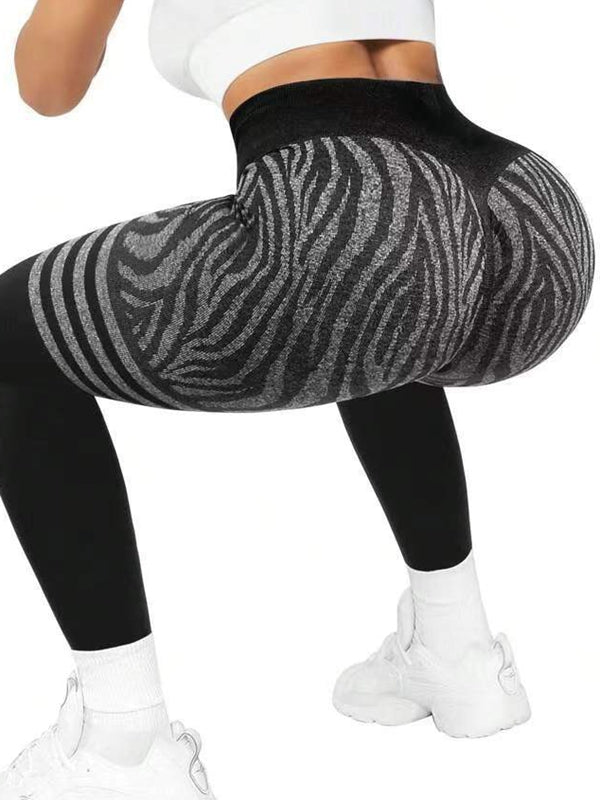 BUYCO Female Zebra Print Stripes Ruched Back Legging