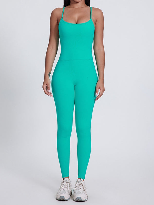 BUYCO Female Fitted Big U Collar Backless Jumpsuit