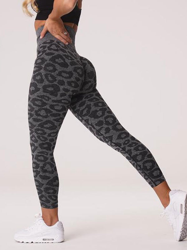 BUYCO Female Leopard Print Ruched Back Seamless Leggings