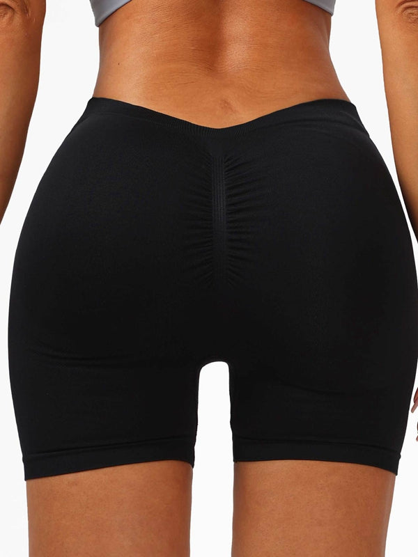 BUYCO Female Modern Tie-dye Deep V Back Ruched Back Spandex Gym Fit Shorts