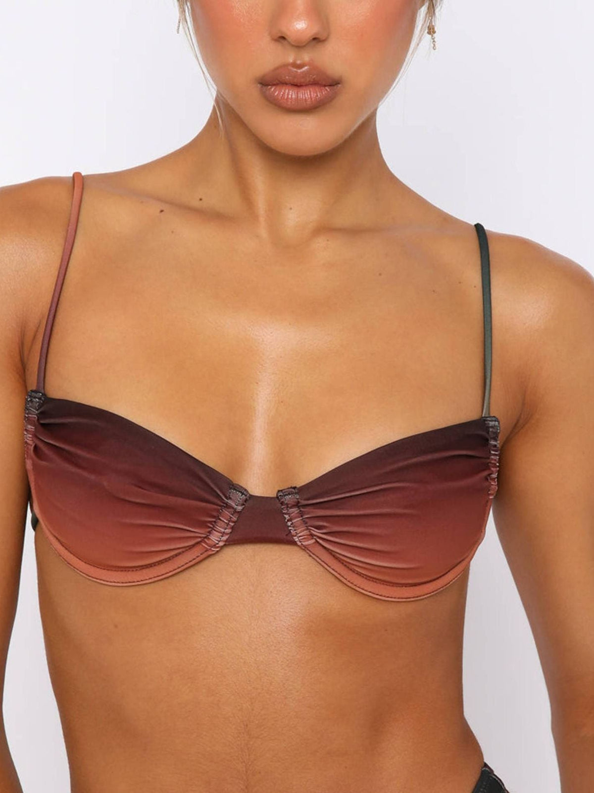 BUYCO Female Fitted Ombre Contrast Color Bikini Set