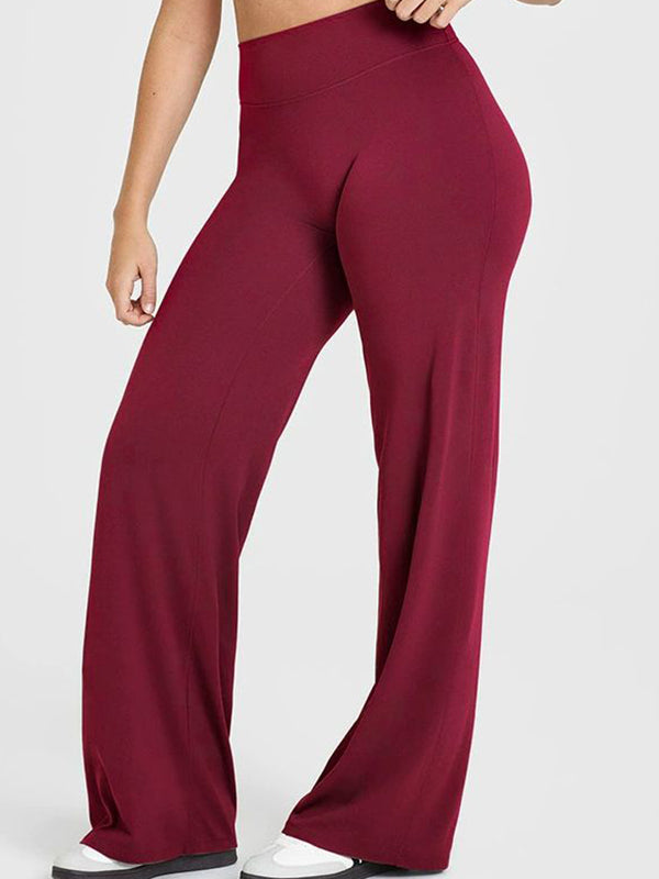 BUYCO Female Solid Color Casual Loose Flare High-rise Leggings