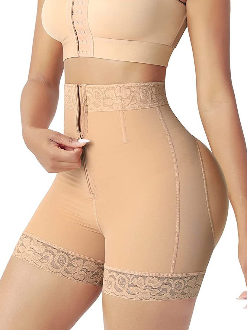 BUYCO Female Lace Zipper Push Up Design Corset Shapewear Shorts