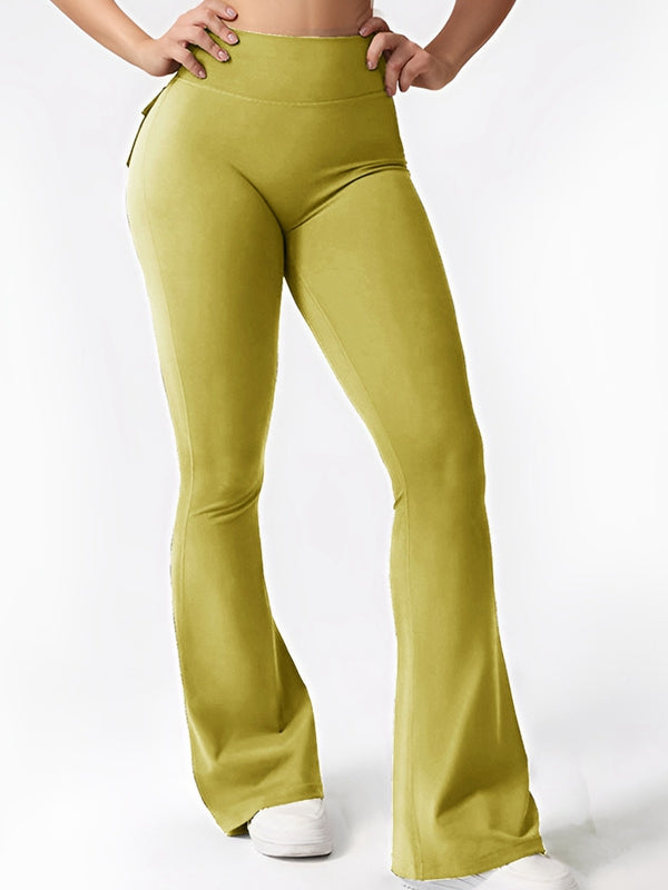 BUYCO Female Pocket Ruched Back Flare Cargo Leggings