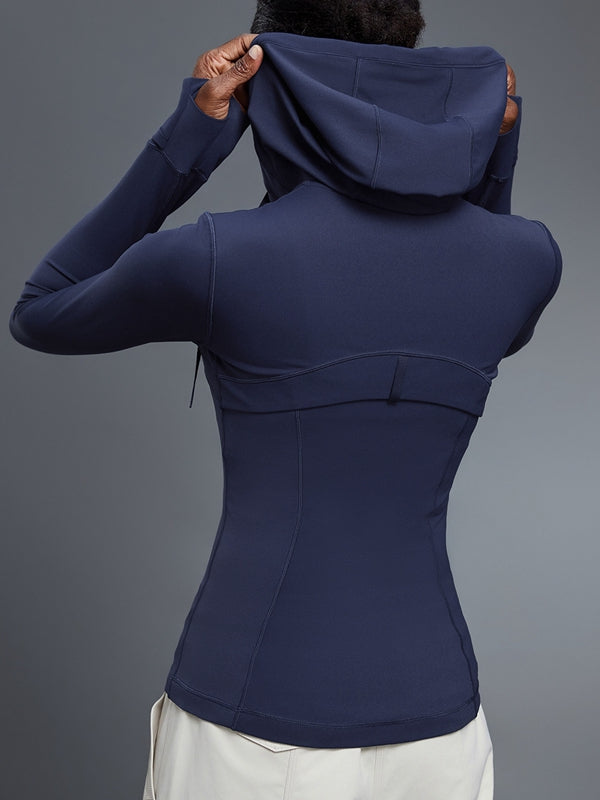 BUYCO Female Pocket Zipper With Hat Jacket