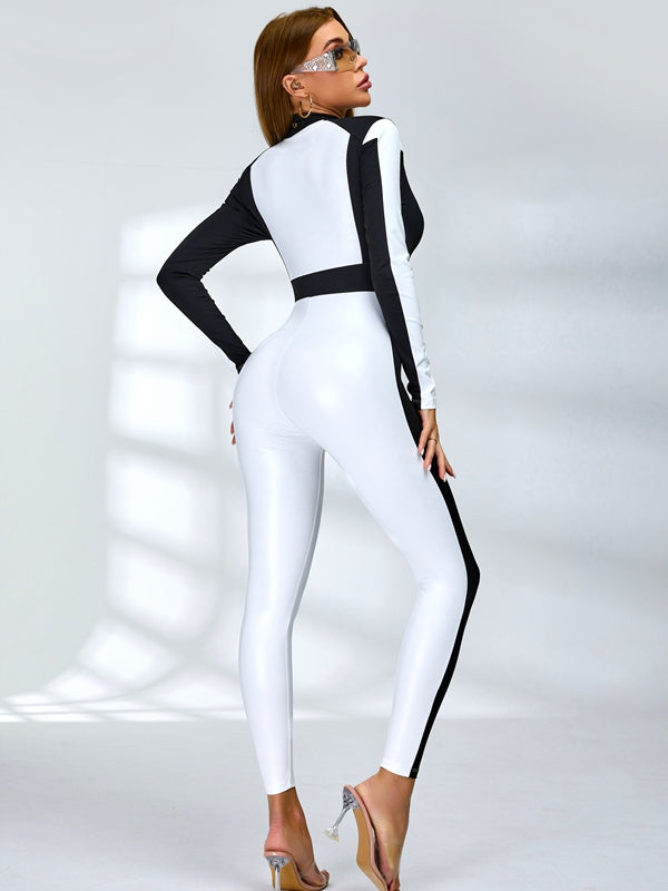 BUYCO Female "SciFi Heroine" Contrast Color PU Half Zipper Ski Jumpsuit