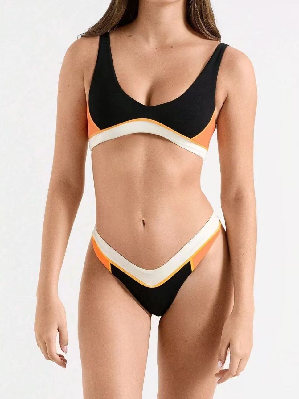 BUYCO Female Fitted Contrast Color Backless Bikini Set