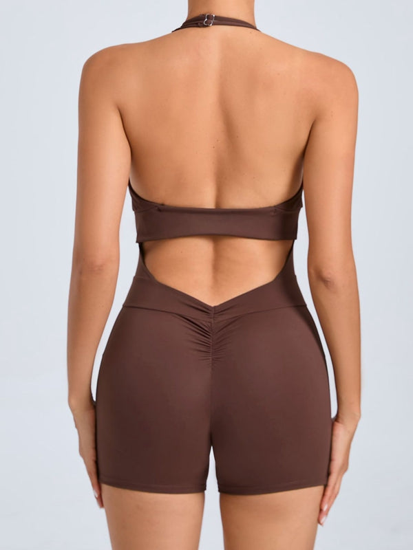 BUYCO Female Front Folds Backless Pocket Romper