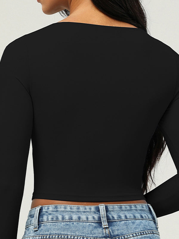 BUYCO Female Square Collar with Chest Pads Thumbholes Long Sleeves