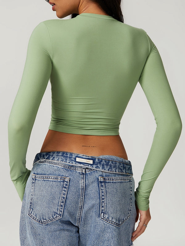BUYCO Female Quick-dry Round Collar Long Sleeves