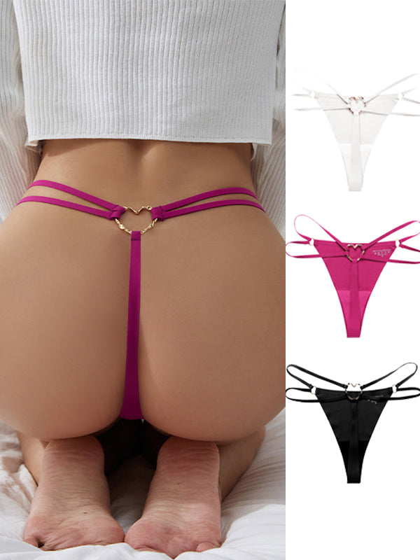BUYCO Female Back Heart Shape Crystal Hollow Out T-back Panties