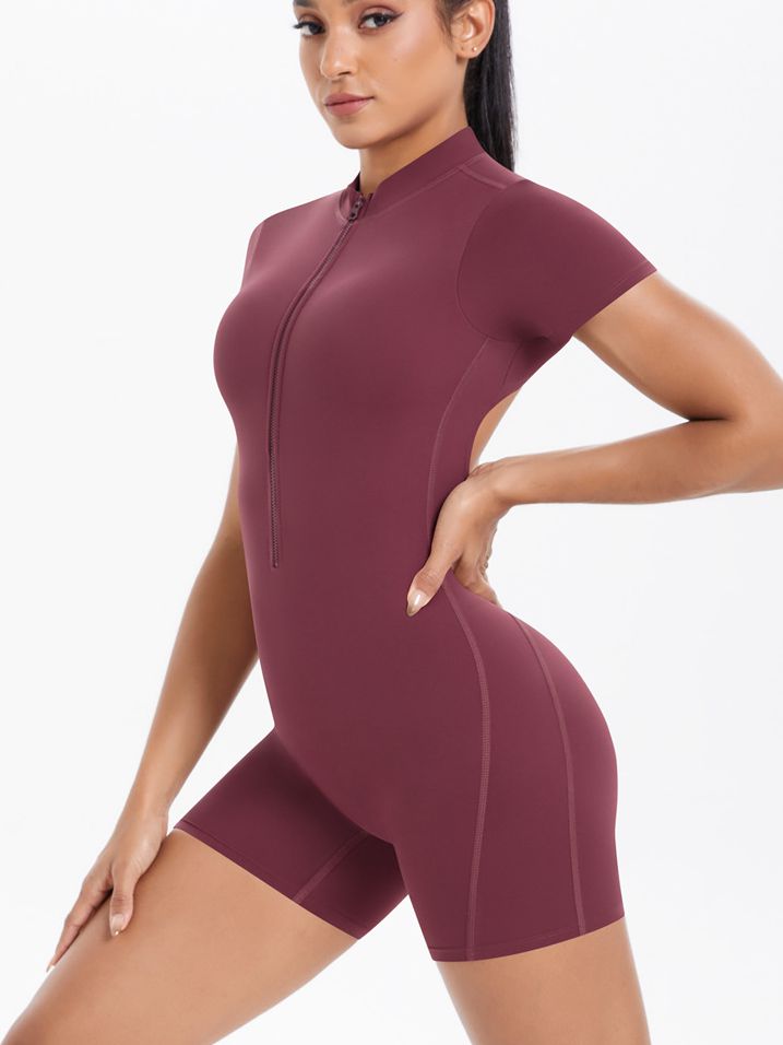 BUYCO Female Hollow Out Backless Ruched Back Push Up Design Romper