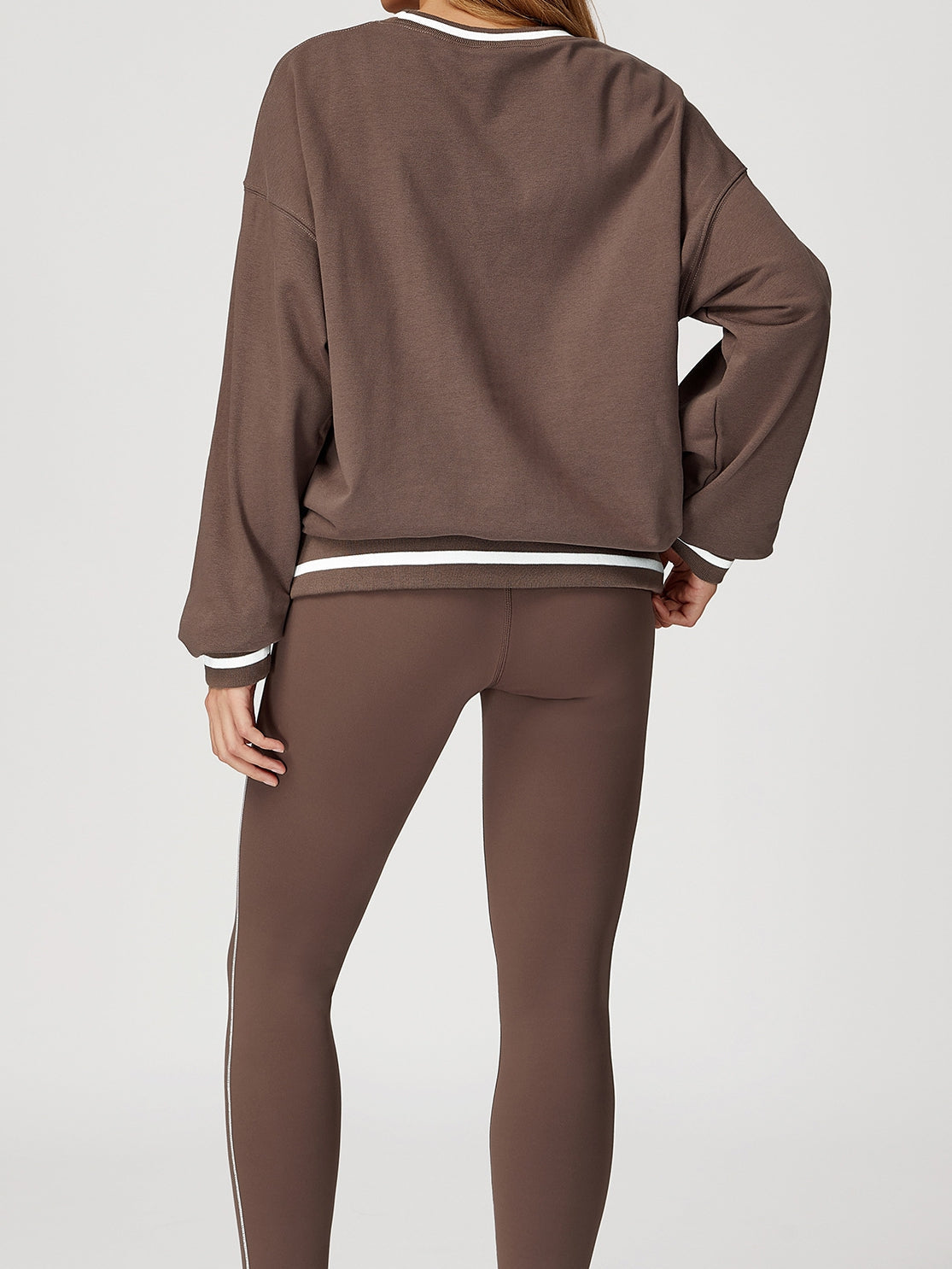 BUYCO Female Contrast Color Casual Loose Round Neck Hoodie