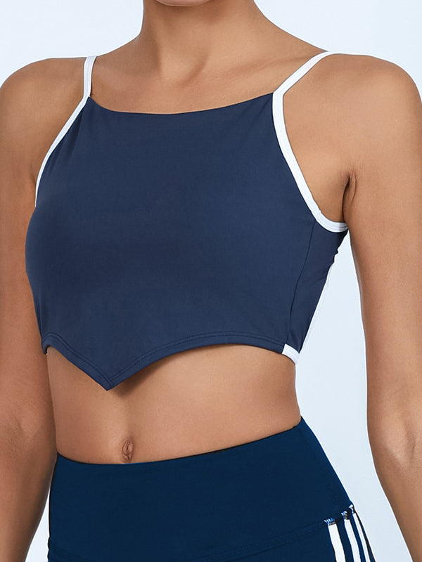 BUYCO Female Contrast Color Elastic Tight Quick Dry Hollow Out Backless Sports Bras