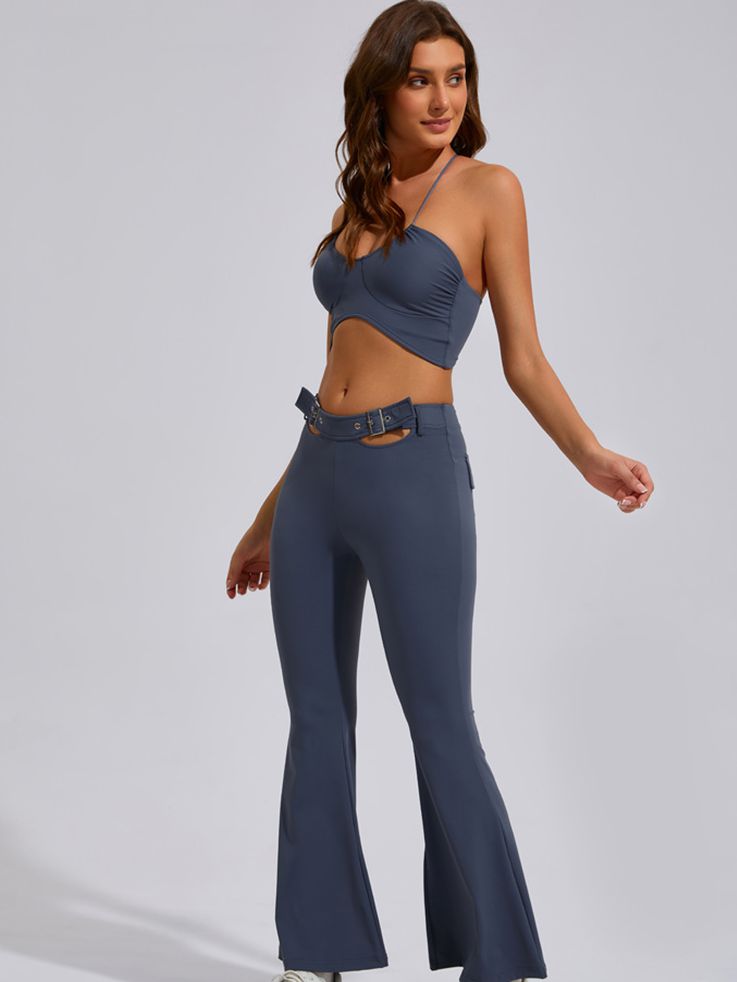 BUYCO Female Button Cutout Cargo Style Flare Design Tracksuit