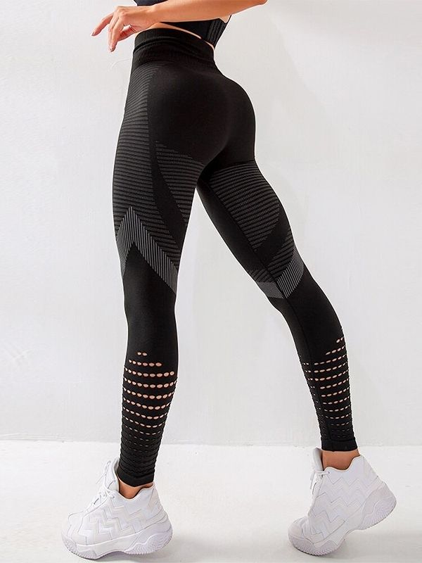 BUYCO Female Breathable Mesh High Waist Hollow Out High Impact Sportswear