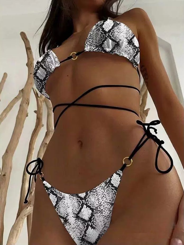 BUYCO Female Fitted Zebra Print Bikini Set