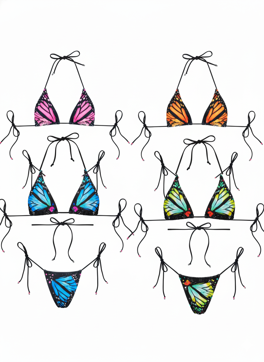 BUYCO Female Fitted Butterfly Print Bikini Set