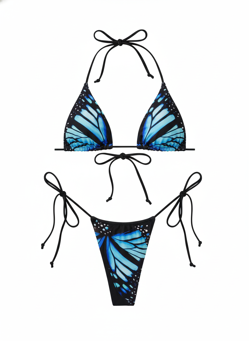 BUYCO Female Fitted Butterfly Print Bikini Set