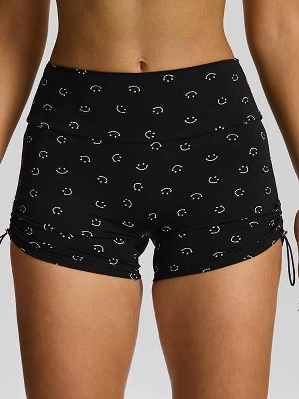 BUYCO Female Print Drawstring Spandex Gym Fit Shorts