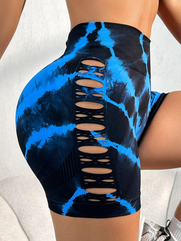 BUYCO Female Fitted Modern Tie-dye Hollow Out Shorts
