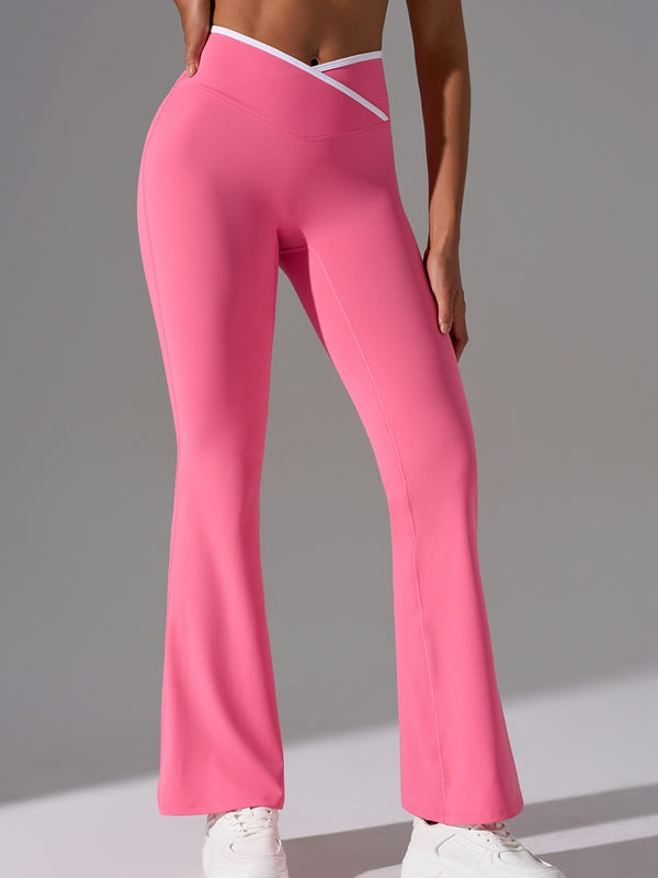 BUYCO Female Contrast Color V-shape Waist Flare Leggings