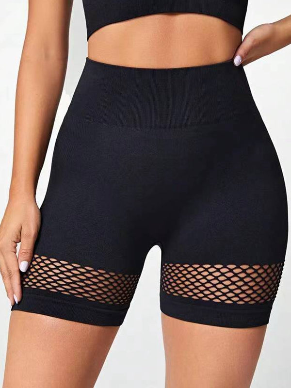 BUYCO Female Fishnet Ruched Back Hip-lift Spandex Gym Fit Shorts