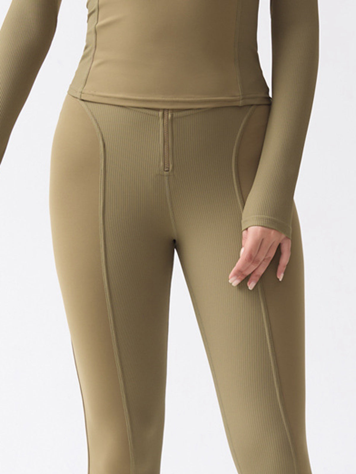 BUYCO Female Zipper Ribbed Leggings