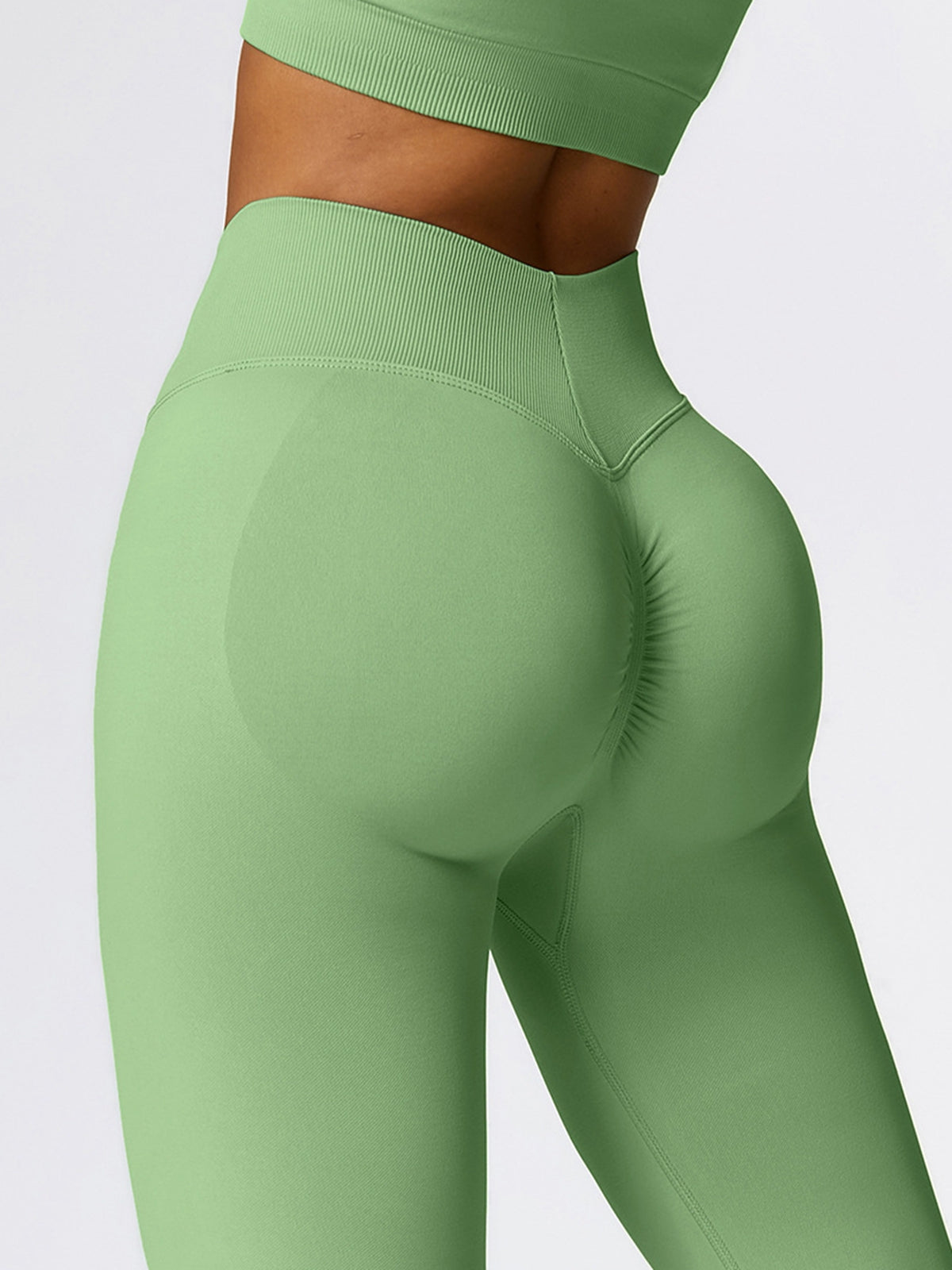 BUYCO Female Seamless V Back Ruched Back Hip-lift Leggings