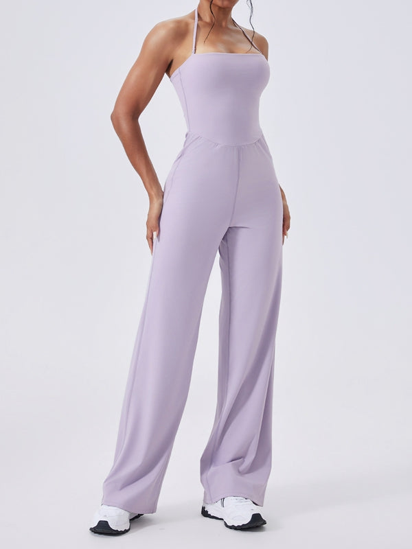 BUYCO Female Solid Color Halterneck Jumpsuit