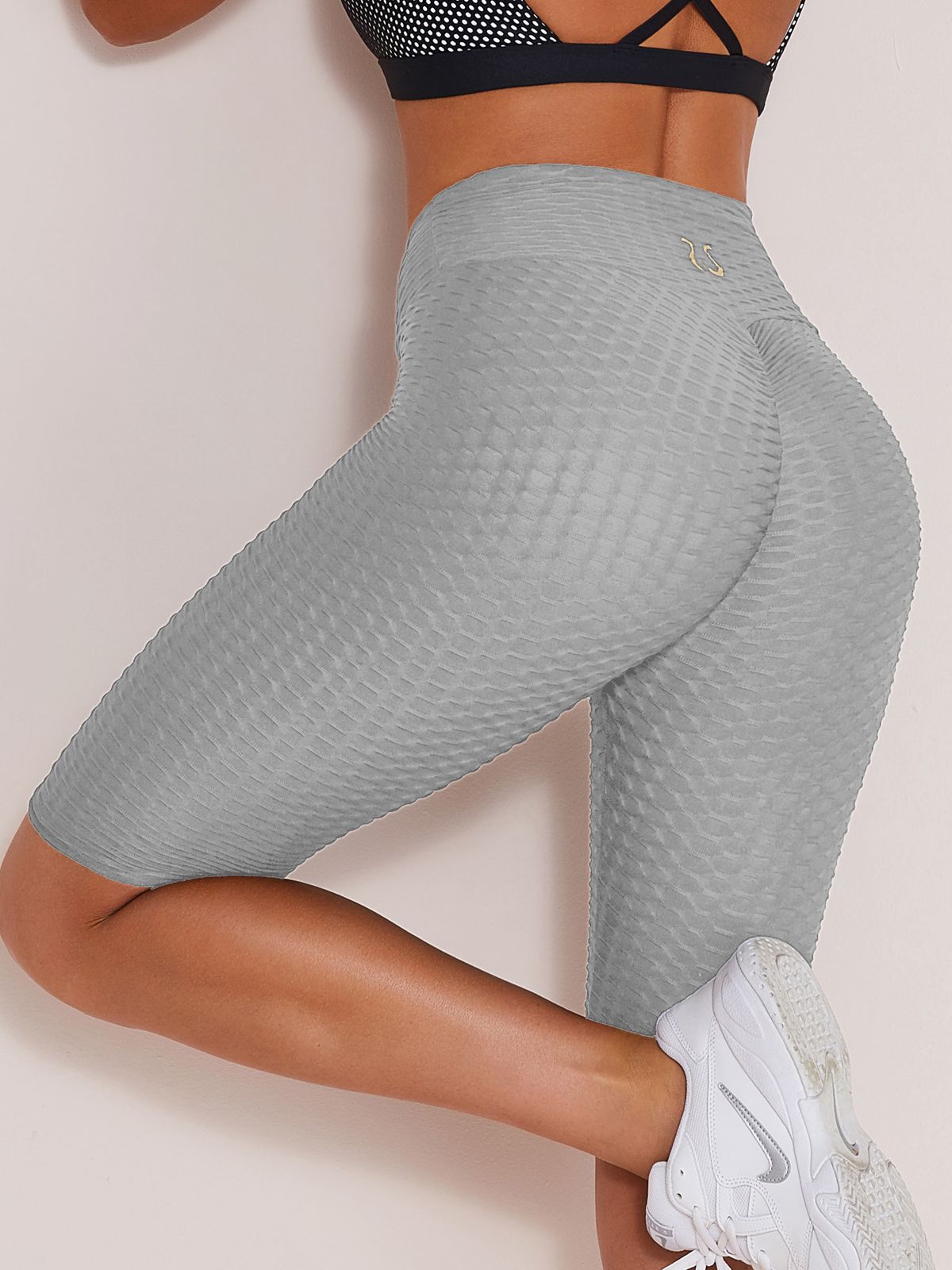 BUYCO Female Ruched Butt Lifting Textured Spandex Gym Fit Shorts