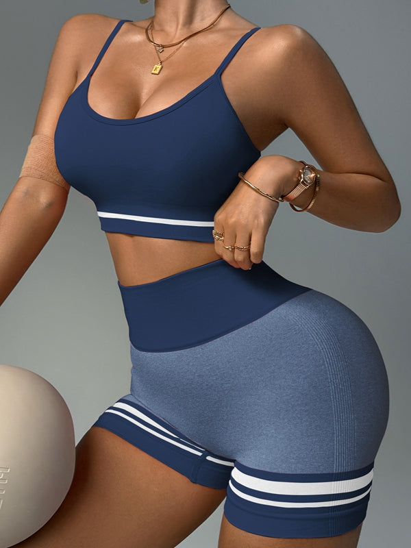 BUYCO Female Deep V Back Stripes Short Tracksuit