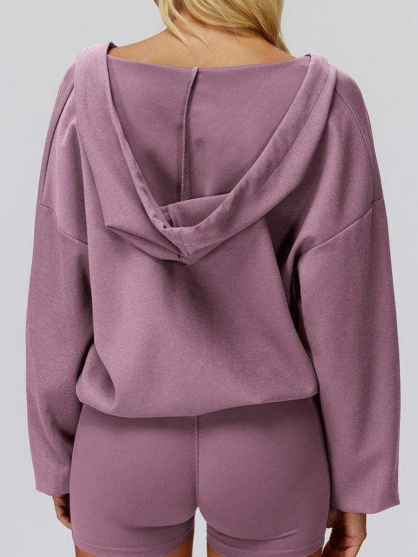 BUYCO Feamle V Collar Fleece Hoodie