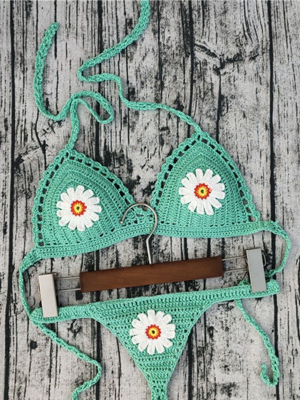 BUYCO Female Flower Hand-knitted Bikini Set