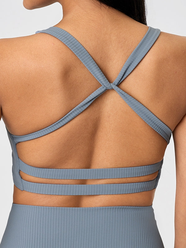 BUYCO Female Cross Back Ribbed Sports Bras