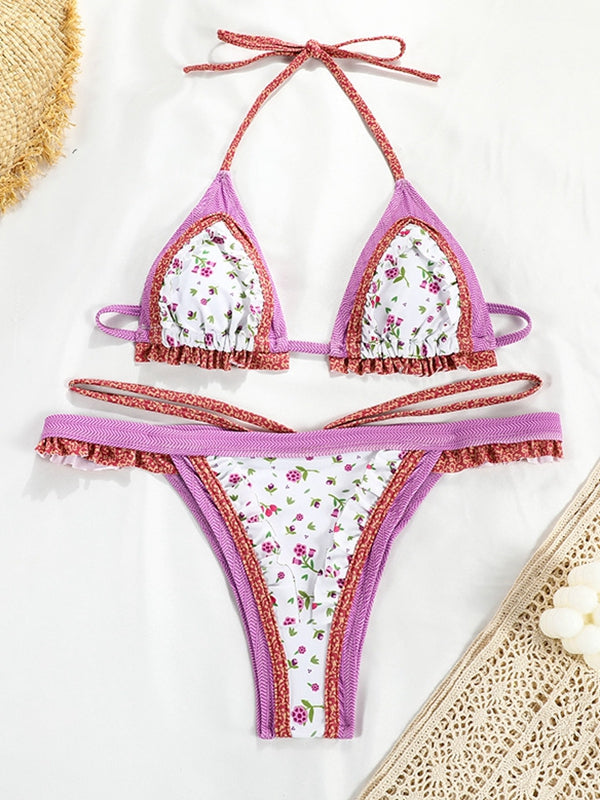 BUYCO Female Fitted Flower Print Bikini Set