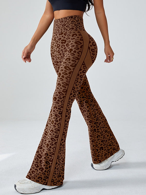 BUYCO Female Seamless Leopard Print Flare Fit Leggings