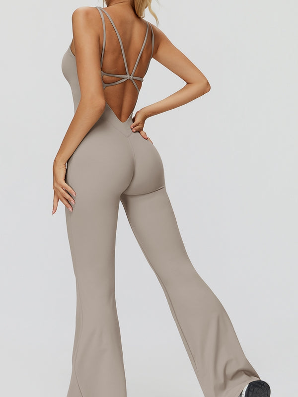 BUYCO Female Cross Back Flare Jumpsuit