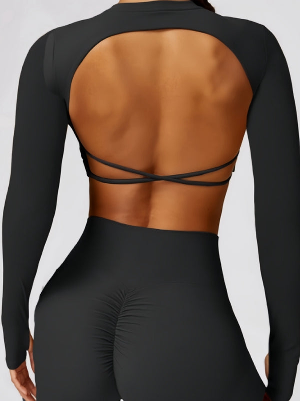 BUYCO Female Cross Back Backless Long Sleeves
