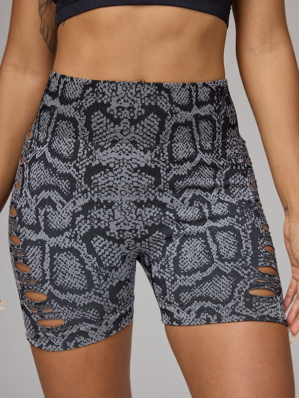 BUYCO Female Snake Print Cutout Modern Fit Shorts