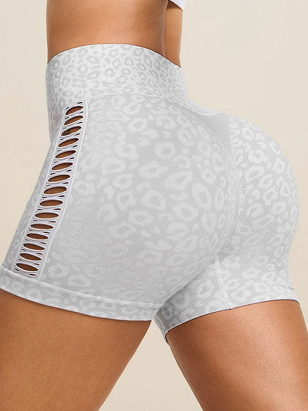 BUYCO Female Leopard Print Hollow Out Modern Fit Shorts