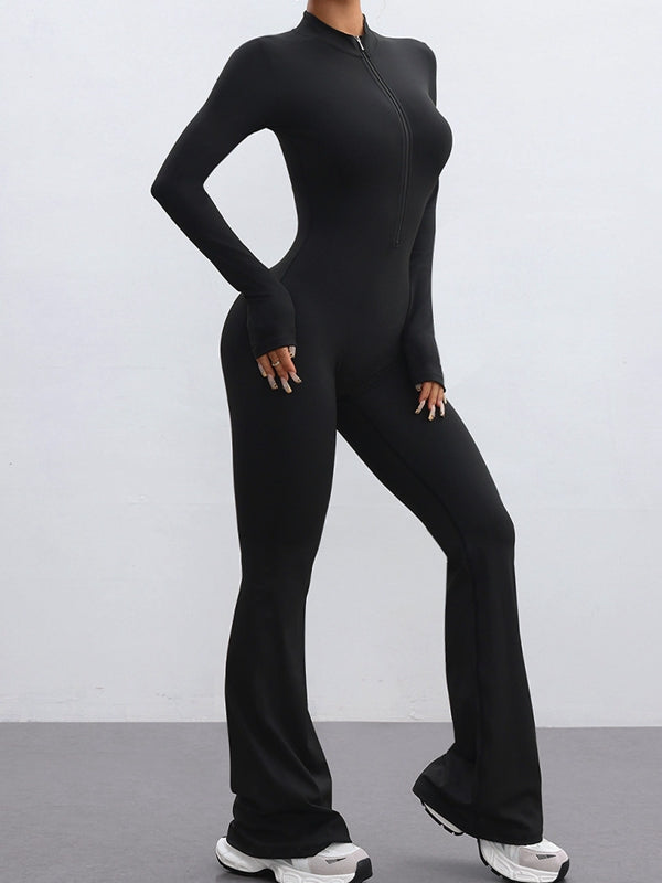 BUYCO Female Fitted Zipper Flare Jumpsuit