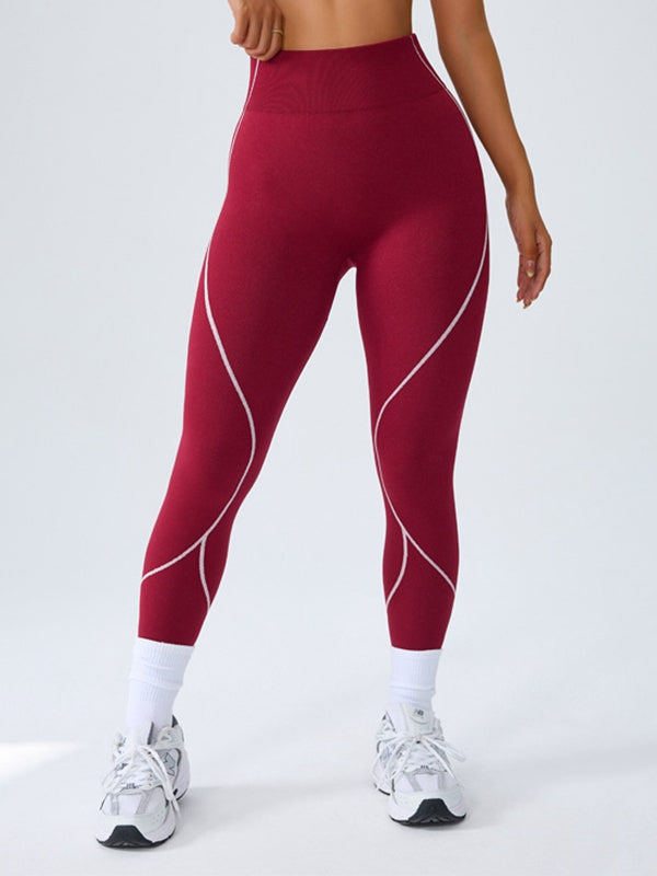 BUYCO FemaleContrast Color Stripes Ruched Back Leggings