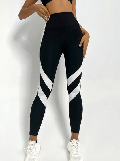 BUYCO Female Contrast Color Stripes Heart-Shape Leggings