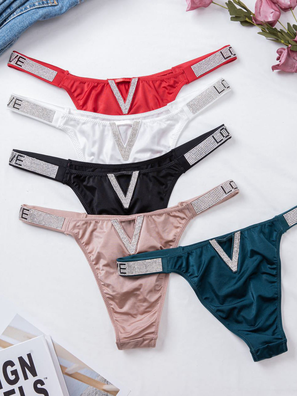 BUYCO Female V Back Dazling Diamond Panties