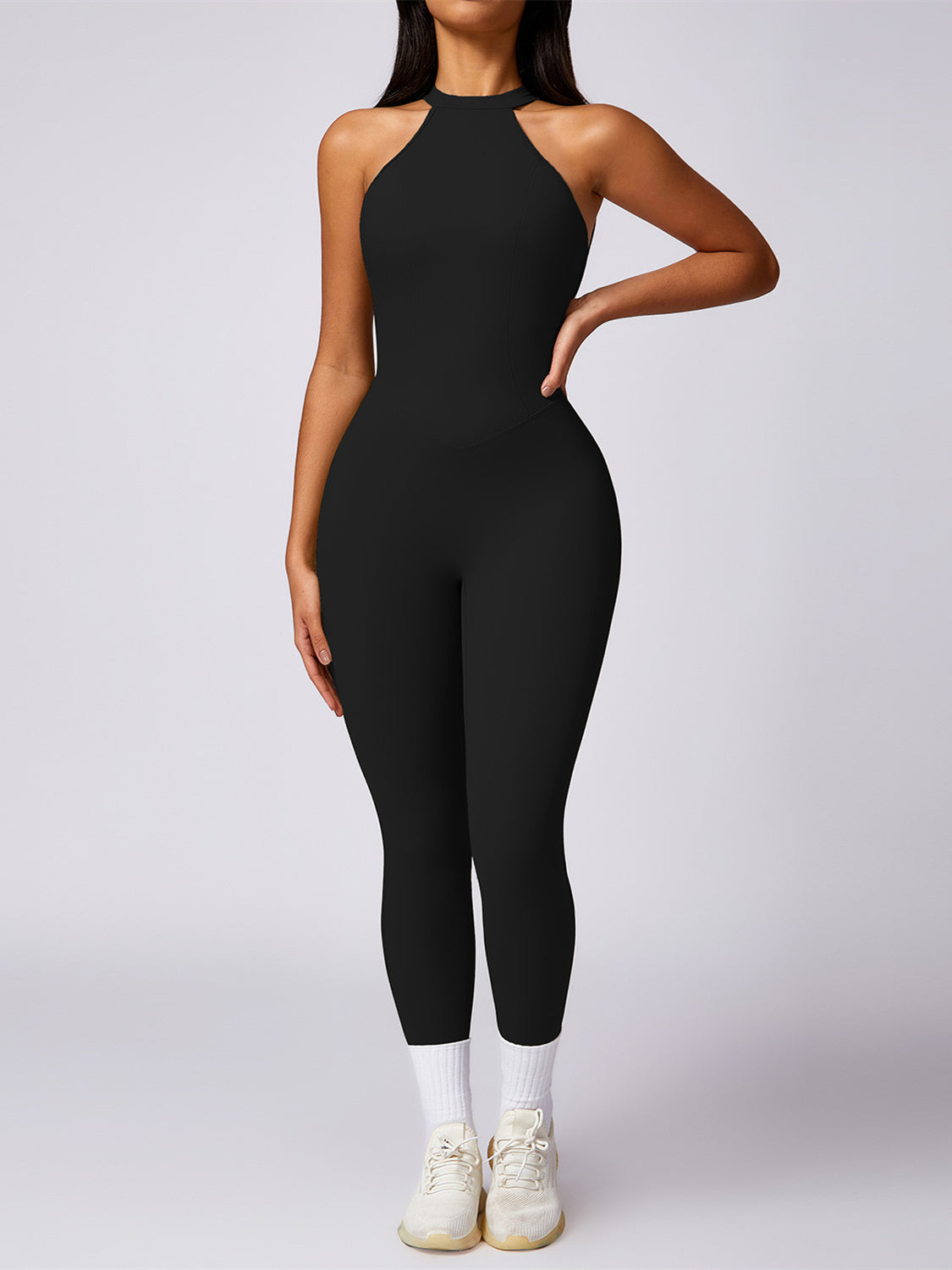 BUYCO Female Fitted Backless Ruched Back Jumpsuit