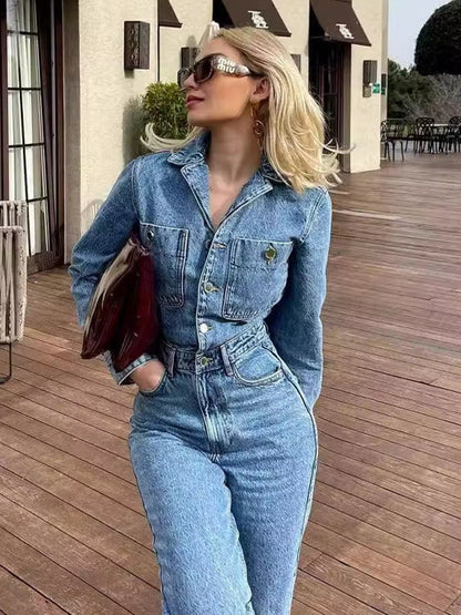 BUYCO Female Denim Pocket Casual Jumpsuit