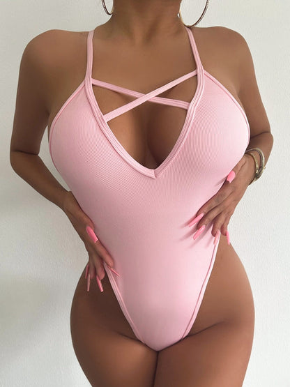 BUYCO Female Fitted Cross Back V Collar One Piece
